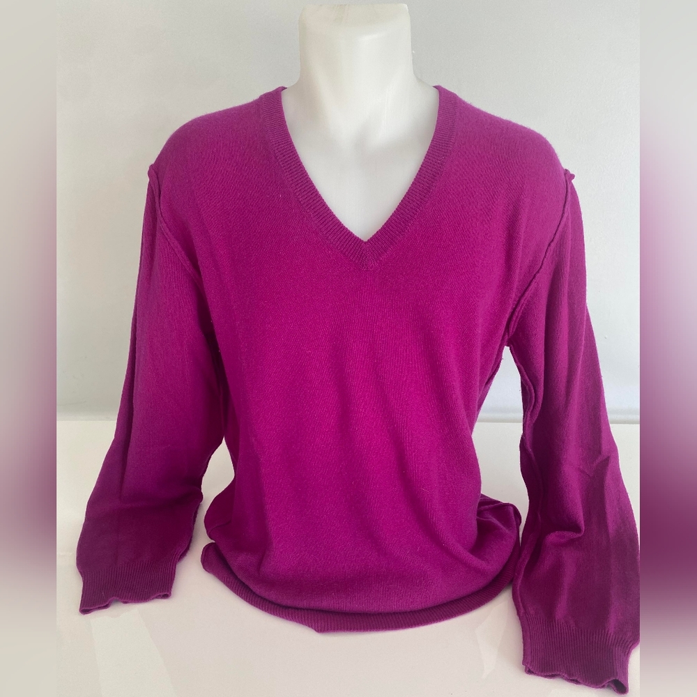 Dolce & Gabbana Wool Knit Long Sleeve V-neck Inside-Out Sweater Medium